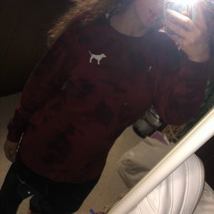 PINK crew neck sweatshirt maroon tie dye